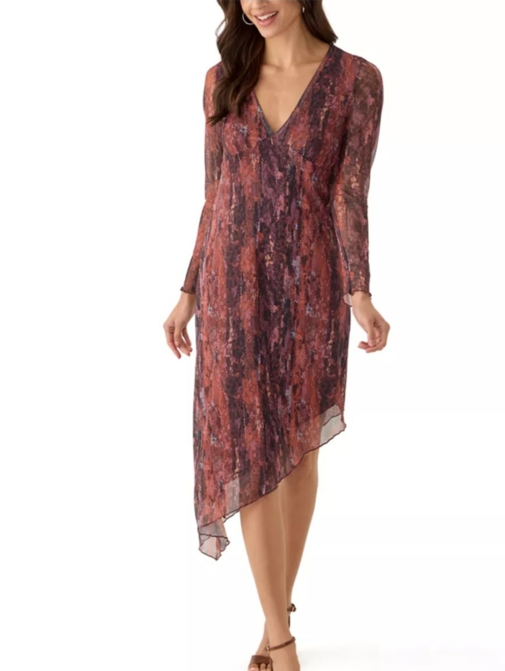 Boho Snake Print Asymmetrical Midi Dress | Oak & Trellis | L